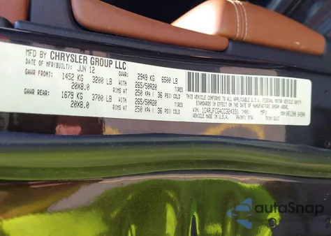 2012 Jeep Grand Cherokee Overland из США, поврежденный, VIN 1C4RJFCG4CC324331